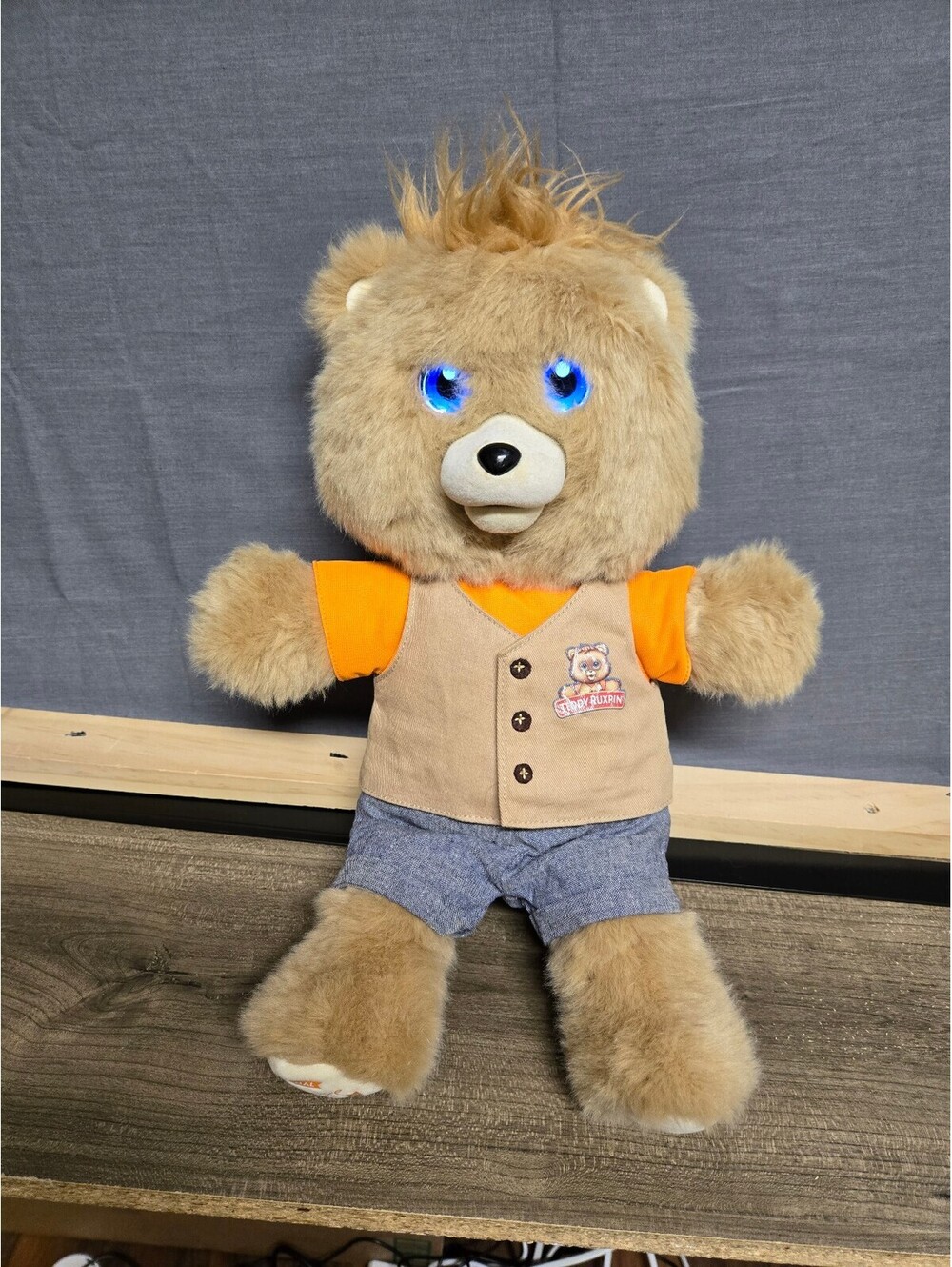 Vintage Teddy Ruxpin Talking Plush Bear with Light-Up Eyes
